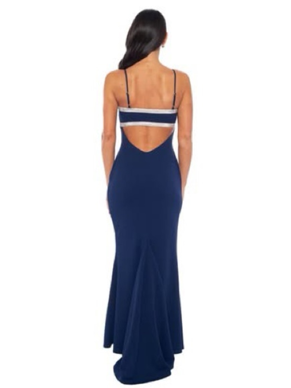Jump Navy Backless Mermaid Gown with White Band Detail size 1/2
